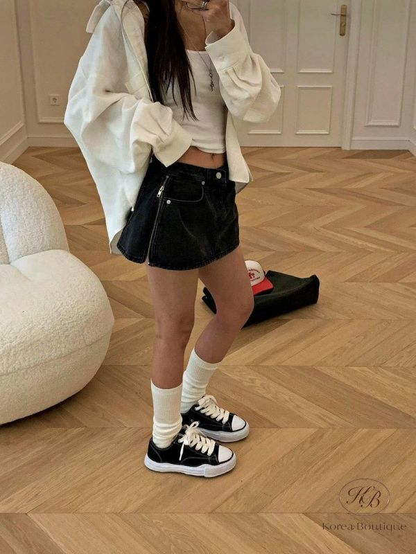 SS280 春季 牛仔拉鍊褲裙 