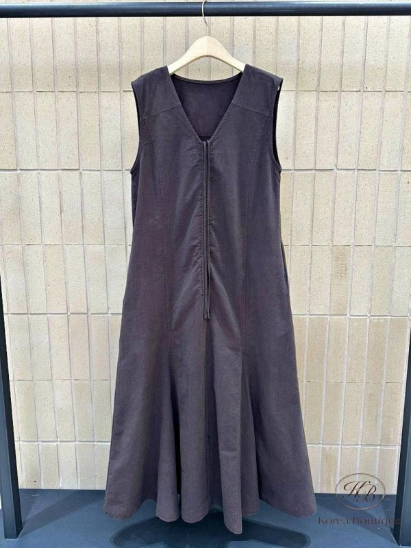 SS362 春季 很美的v領皺摺洋裝 