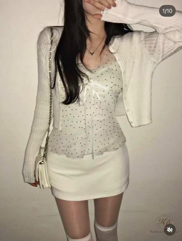 SS150 春季 有點可愛有點女人的薄紗點點上衣 