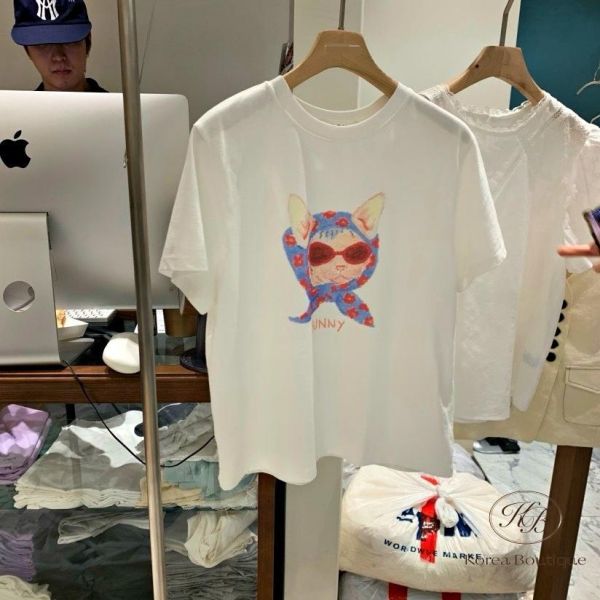 SS505N 春季 萌萌頭巾貓造型tee 