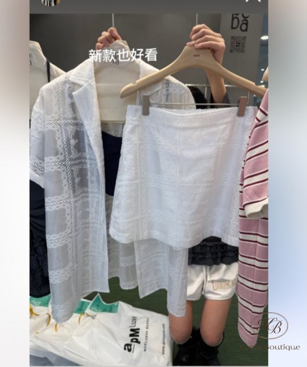 Kr113 夏裝 重工襯衫套裝 