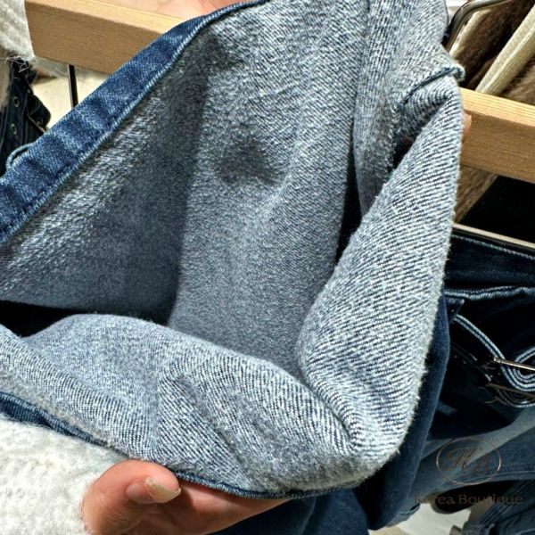 FWKR62 冬季 腰帶設計牛仔褲 加絨 