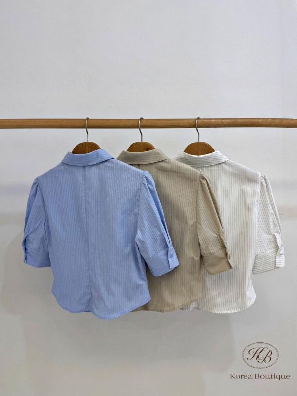 SS336 春季 短版條紋襯衫 不含外罩背心 