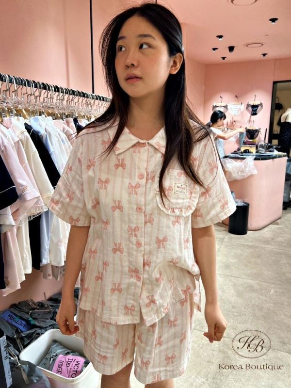 KR2636 夏季 好美的蝴蝶結睡衣 