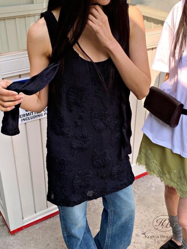 SS202 春季 繡花長版背心 