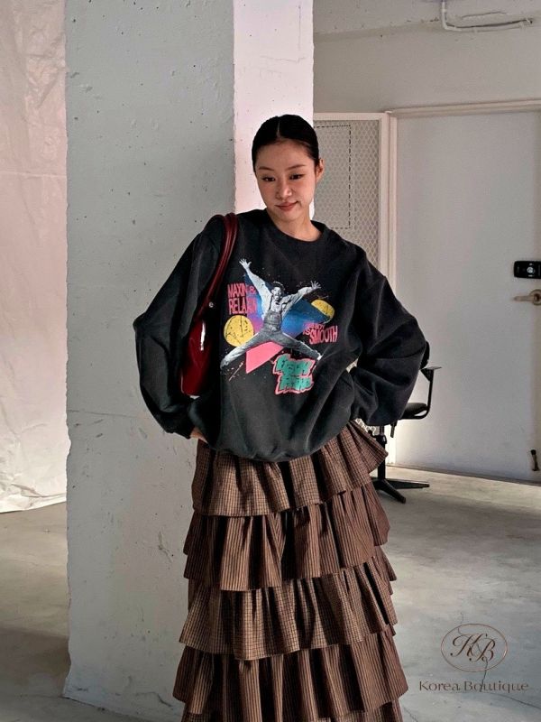 Fw445 冬季 繽紛的大學tee 加絨 