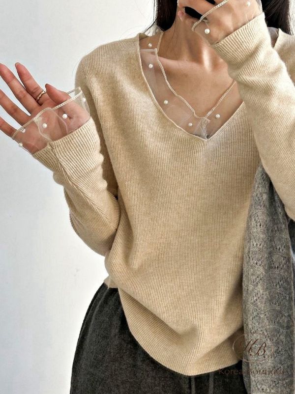 FWKR100 冬季 珍珠紡紗針織上衣 