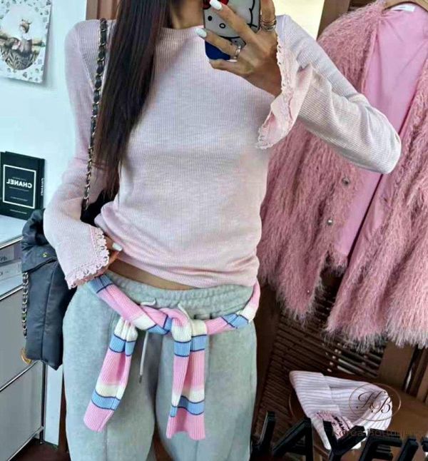 SS210 春季 手袖很美的螺紋上衣 