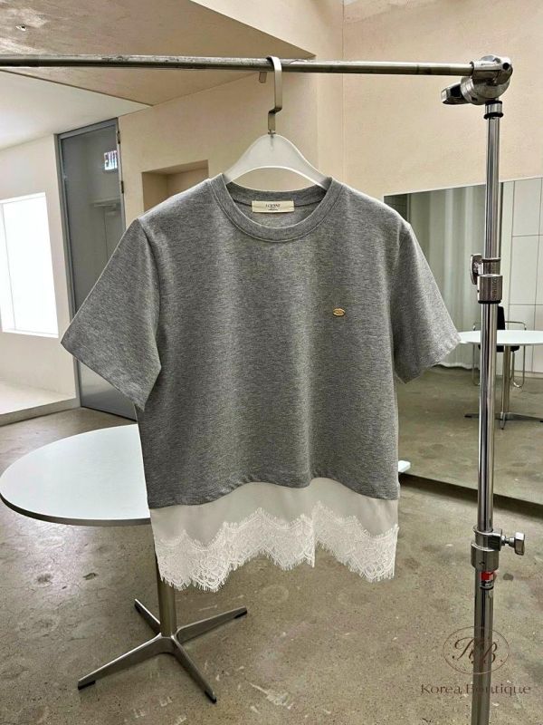 SS500 春季 小吊牌蕾絲素面tee 