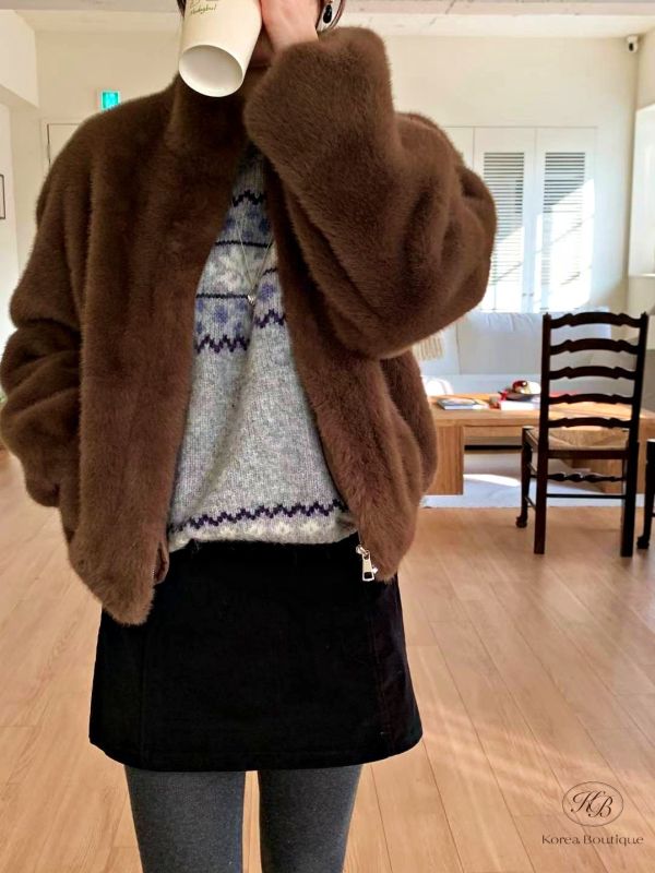 SS04 冬季 皮草拉鏈外套 