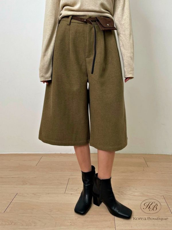 Fw367 秋季 時髦的毛呢七分褲 