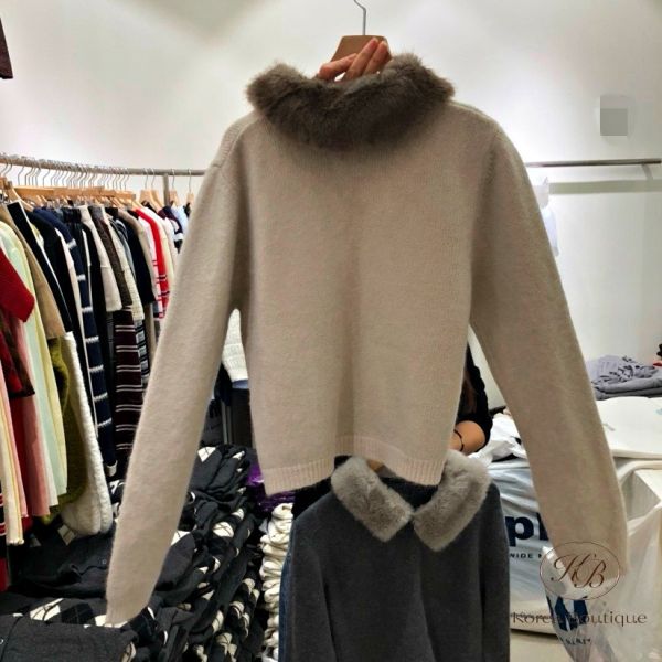 Fw483 冬季 毛毛領針織外套 