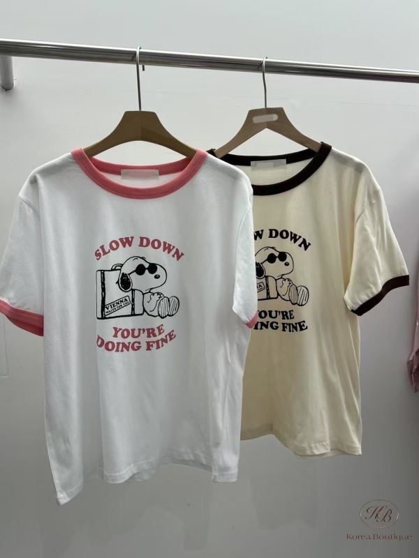 Kr43 夏裝 SNOOPY放鬆一下撞色Tee 