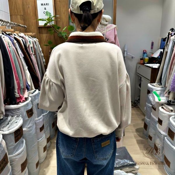 FWKR86 冬季 可愛的領口上衣 