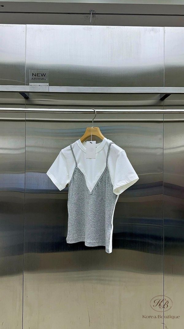 SS409 春季 蕾絲tee假兩件 