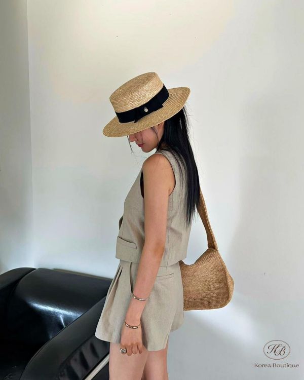 SS464 春季 亞麻背心套裝 