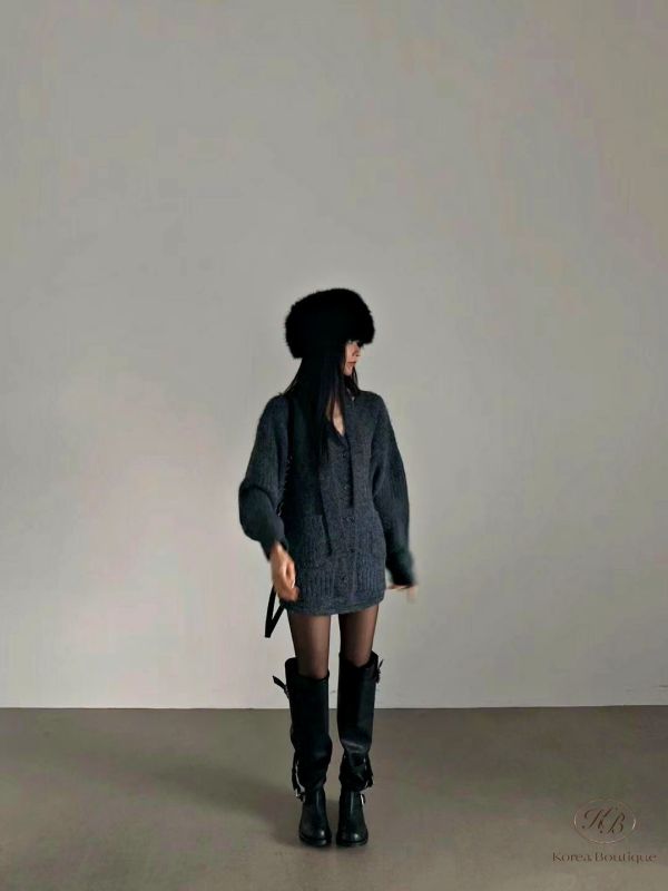 FWKR111 冬季 長版開襟毛衣外套套裝 