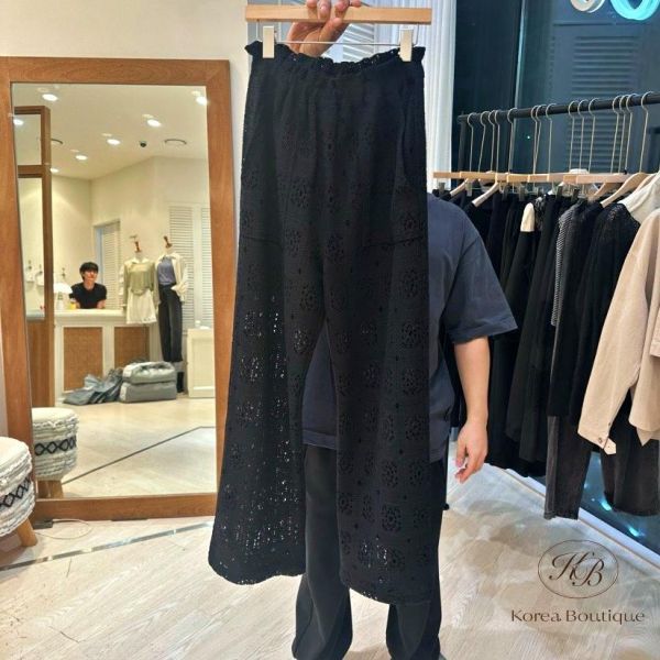 SS373 春季 重工針織摟空褲 