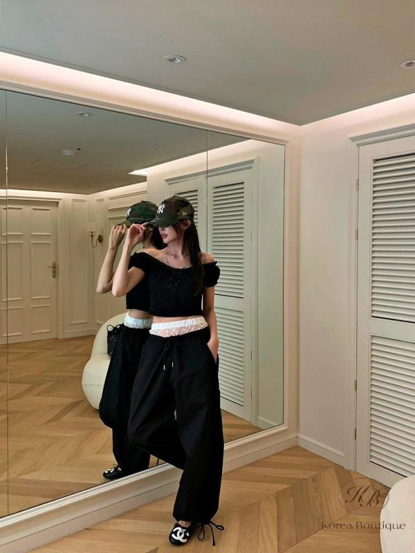 SS278 春季 蕾絲褲頭設計工裝褲 