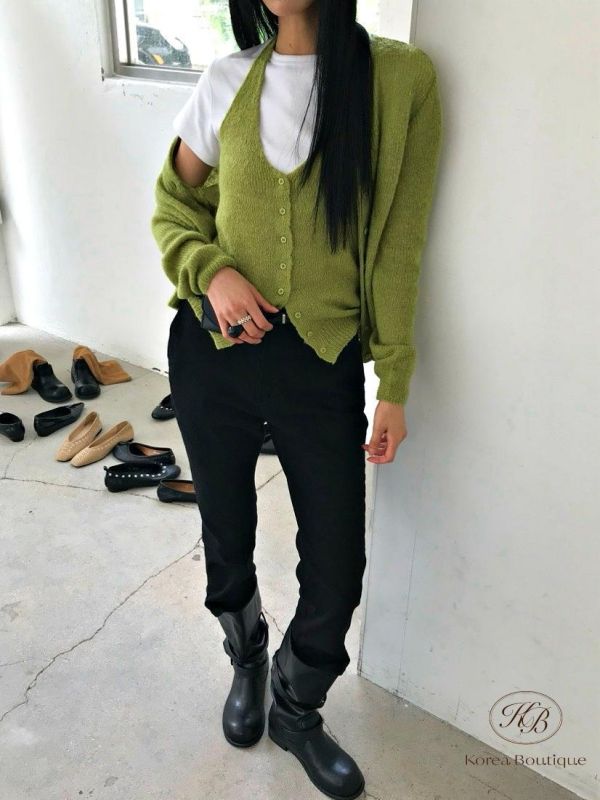 FW2786 秋季 簡單的黑色卡布里牛仔八分褲 