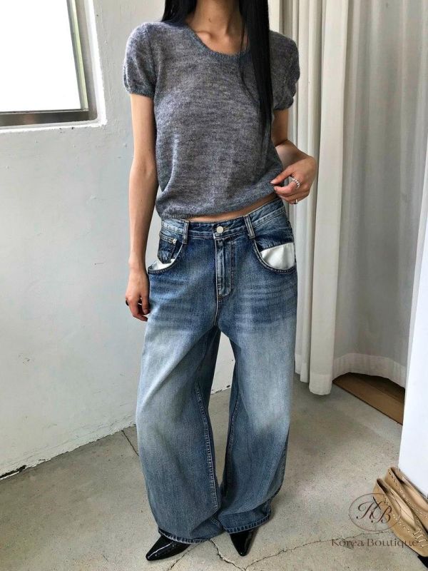 FW2785 秋季 水洗刷色牛仔褲 