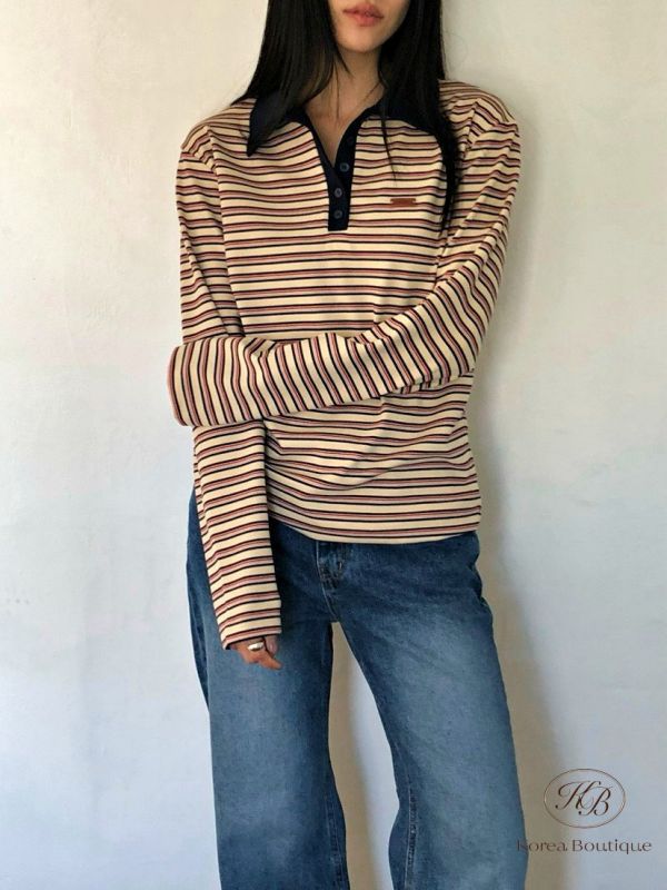 Fw284 秋季 條紋厚磅polo杉 