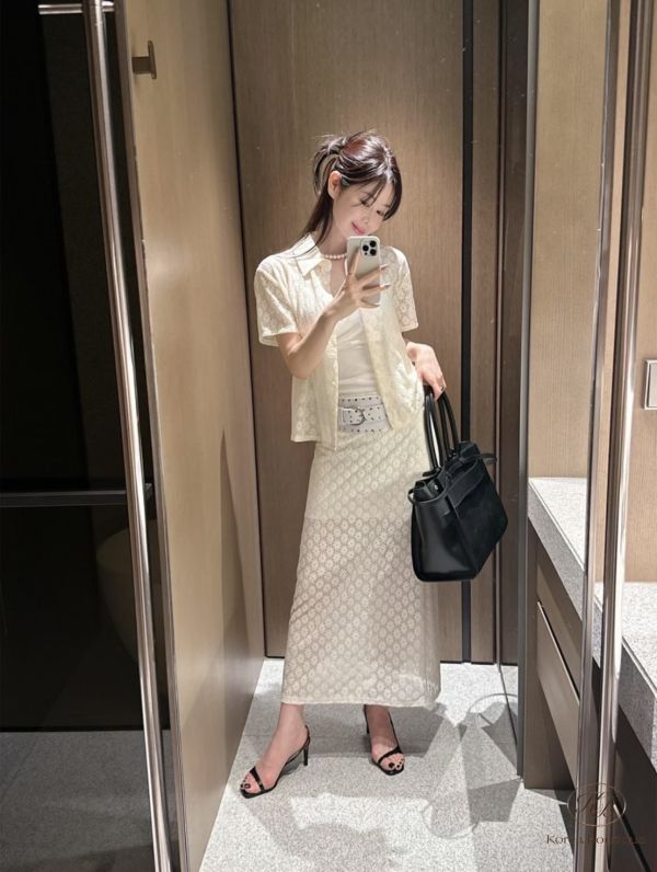 Sv08 夏裝 浮雕花襯衫套裝 