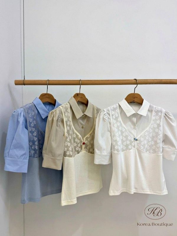 SS336 春季 短版條紋襯衫 不含外罩背心 