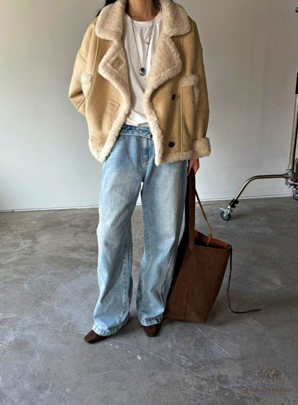 Fw499 冬季 麂皮羊羔毛外套 口袋也有毛毛 