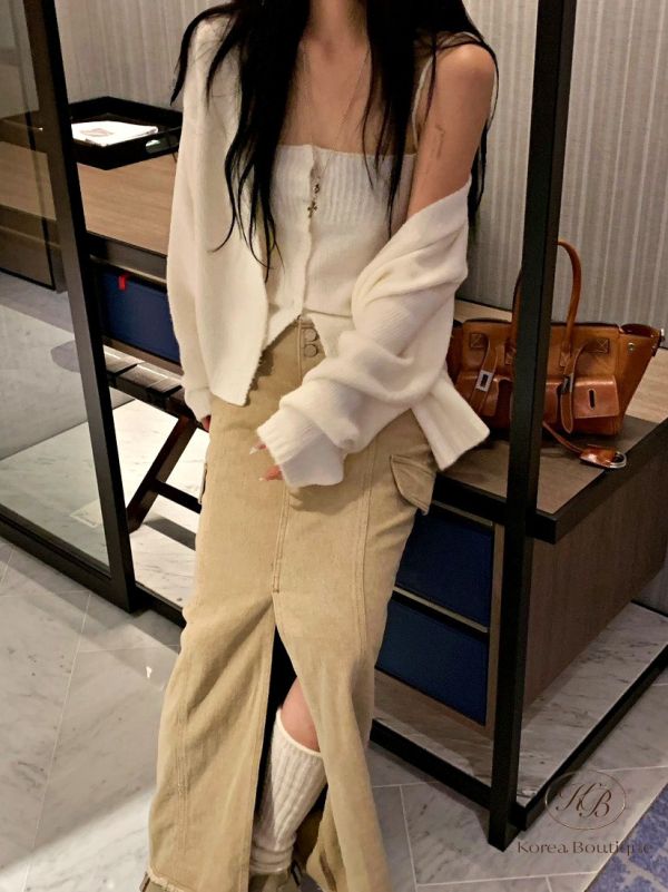 Fw391 秋季 毛邊設計落地裙 