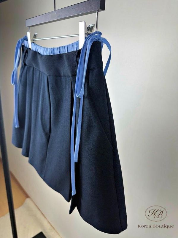 SS205 春季 蝴蝶結設計百褶褲裙 