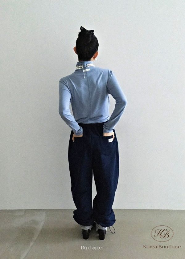 Fw406 秋季 高領 小吊飾牌上衣 