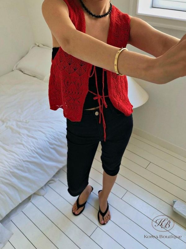 SS360 春季 好好看的簍空針織背心 