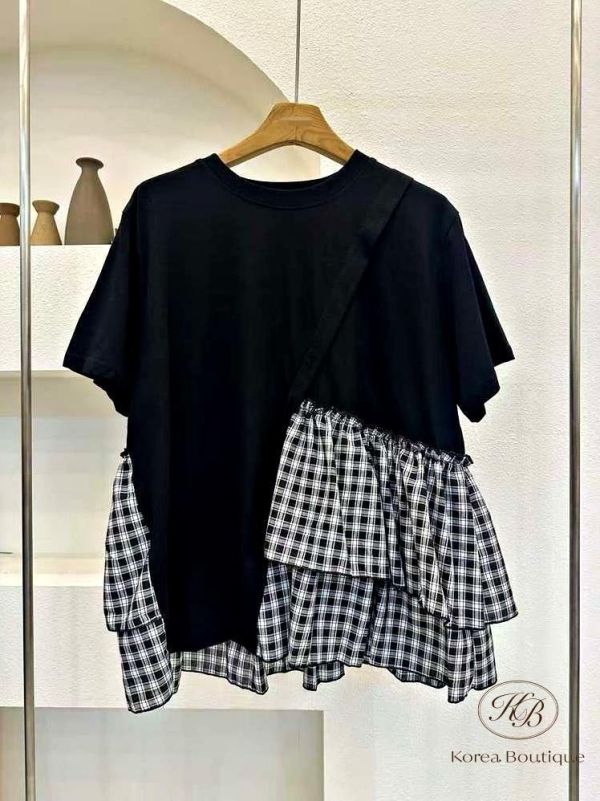 SS455 春季 格紋拼接上衣 