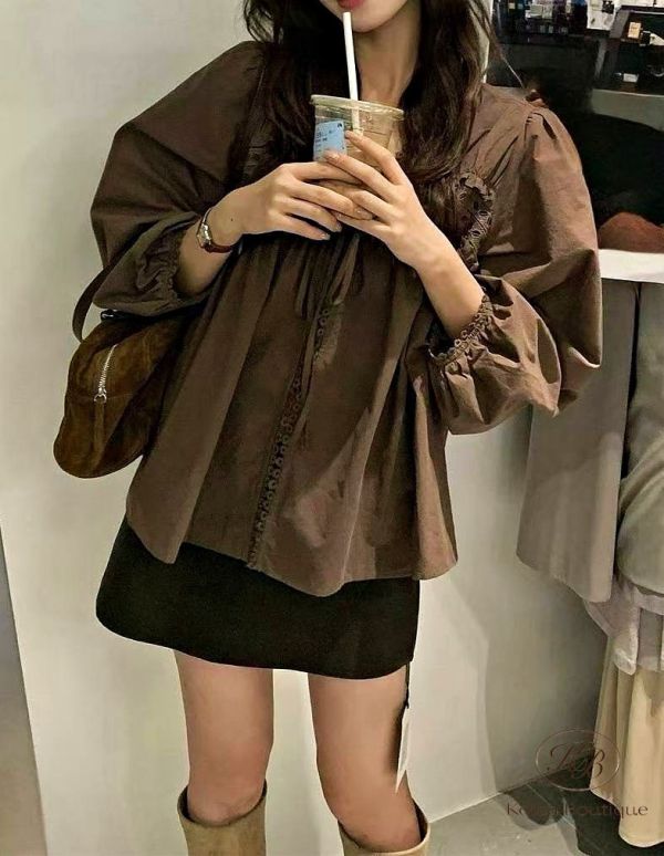 Fw116 秋季 雕花長袖上衣 