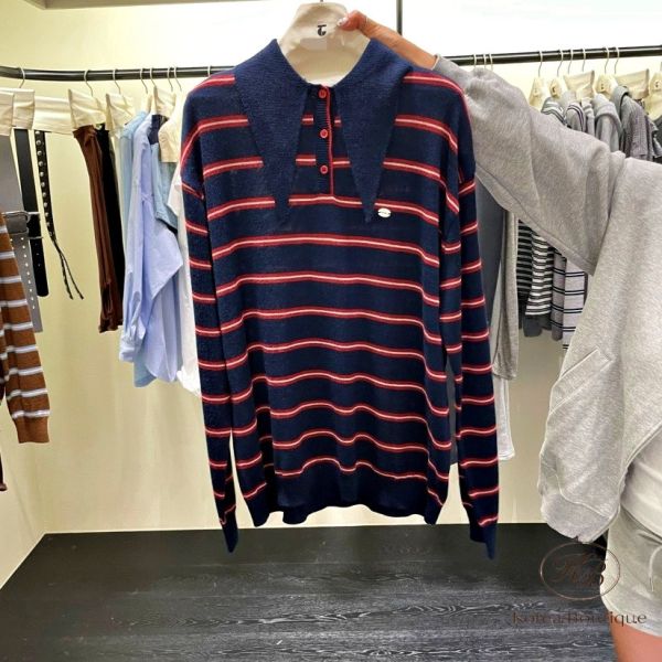 Fw201 秋季 領口很特別的條紋POLO衫 