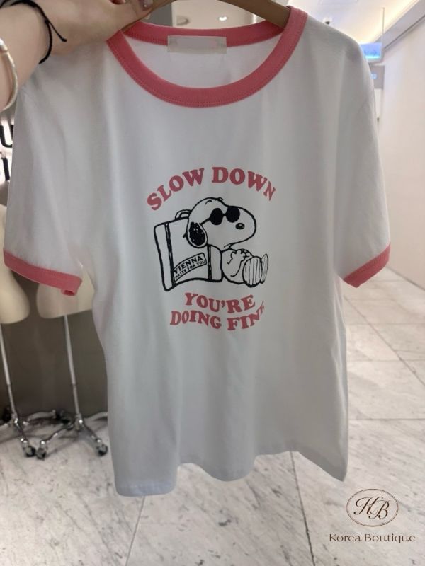 Kr43 夏裝 SNOOPY放鬆一下撞色Tee 