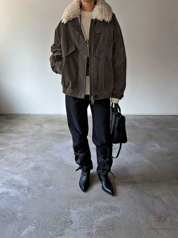 Fw500 冬季 可拆毛毛領夾克外套 