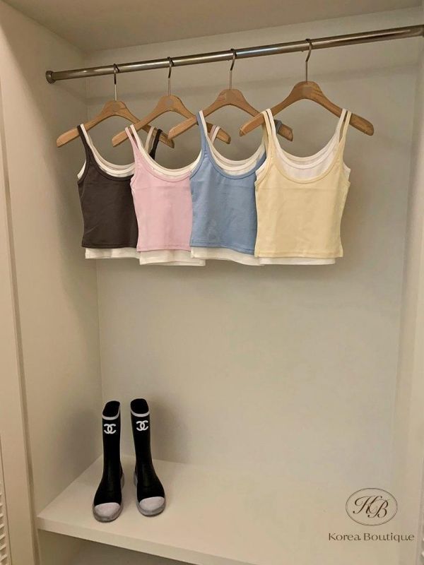 SS217 春季 假兩件背心 