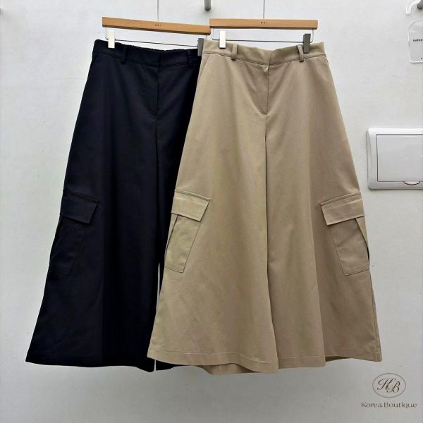 FW2638 秋季 時髦八分口袋寬褲 