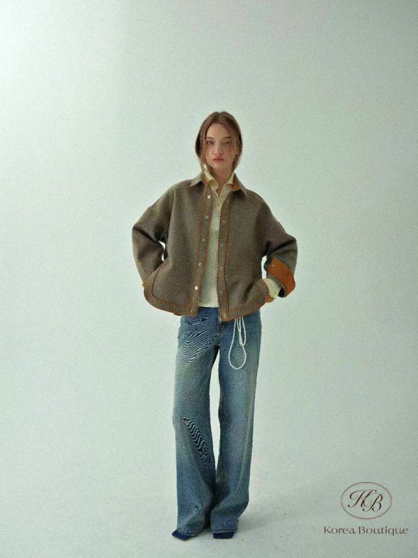 Fw368 秋季 質感車縫線襯衫外套 