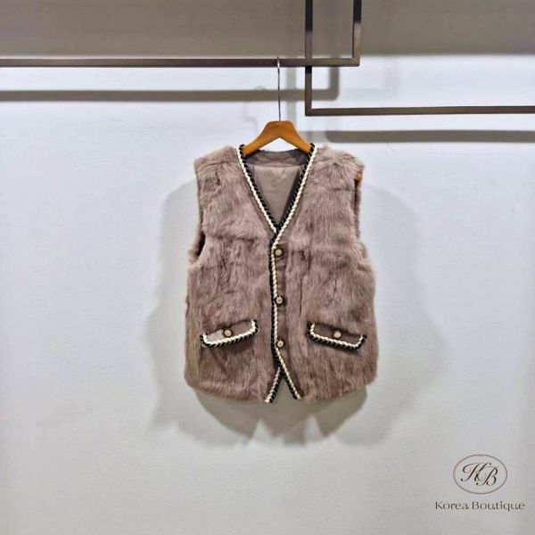 Fw502 冬季 毛毛小香背心 