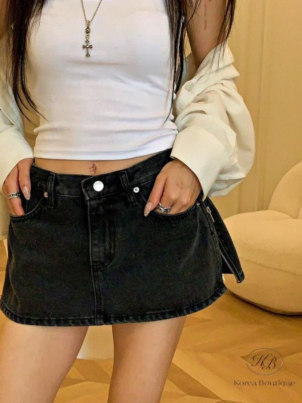 SS280 春季 牛仔拉鍊褲裙 