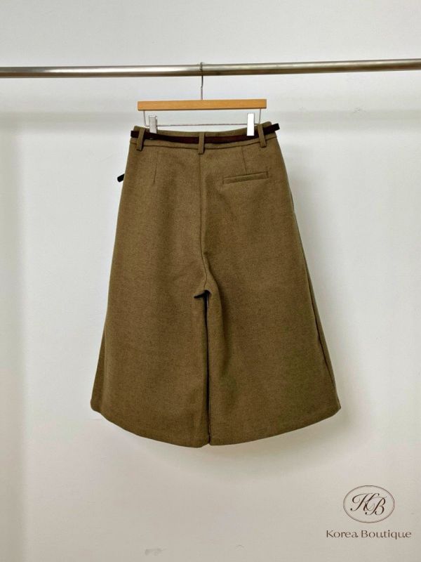 Fw367 秋季 時髦的毛呢七分褲 