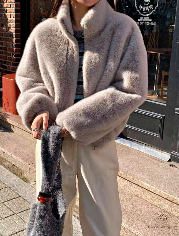 SS04 冬季 皮草拉鏈外套 