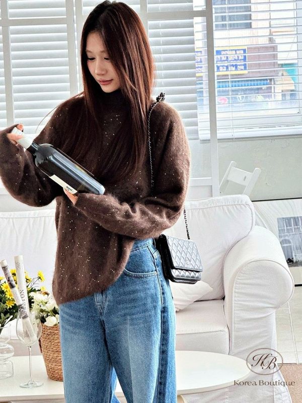 FWKR36 冬季 閃亮小立領毛衣 