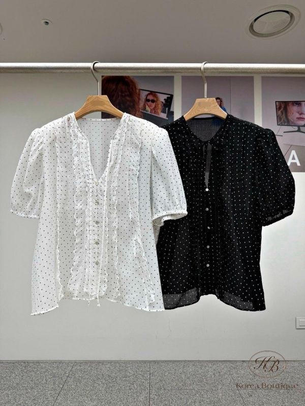 SS338 春季 點點花邊上衣 