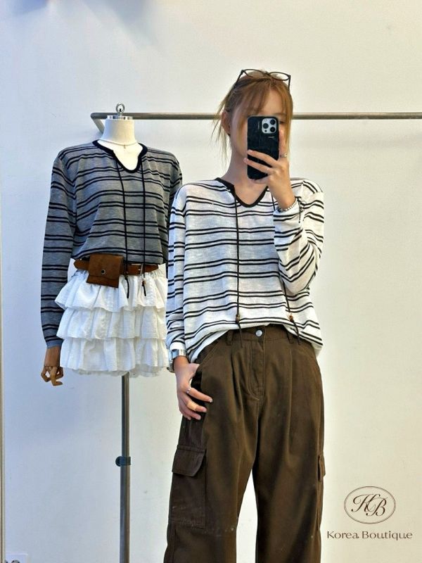 Fw246 秋季 條紋綁帶上衣 