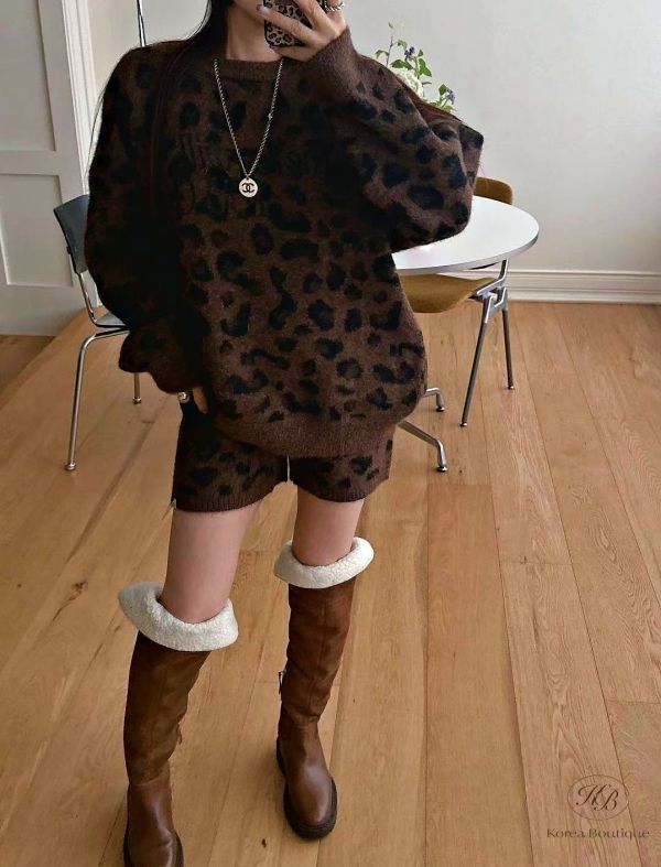 FWKR107 冬季 豹紋褲裝 