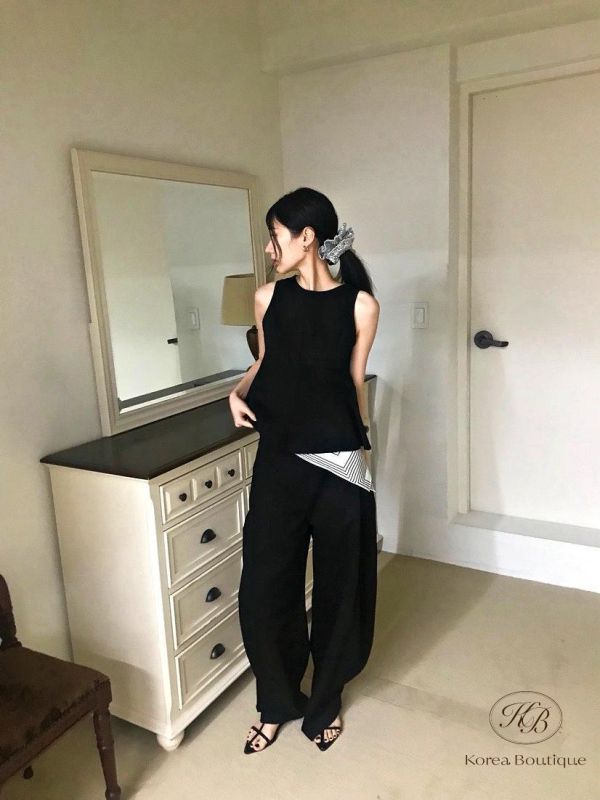 SS497 春季 質感很美的魚尾背心套裝 